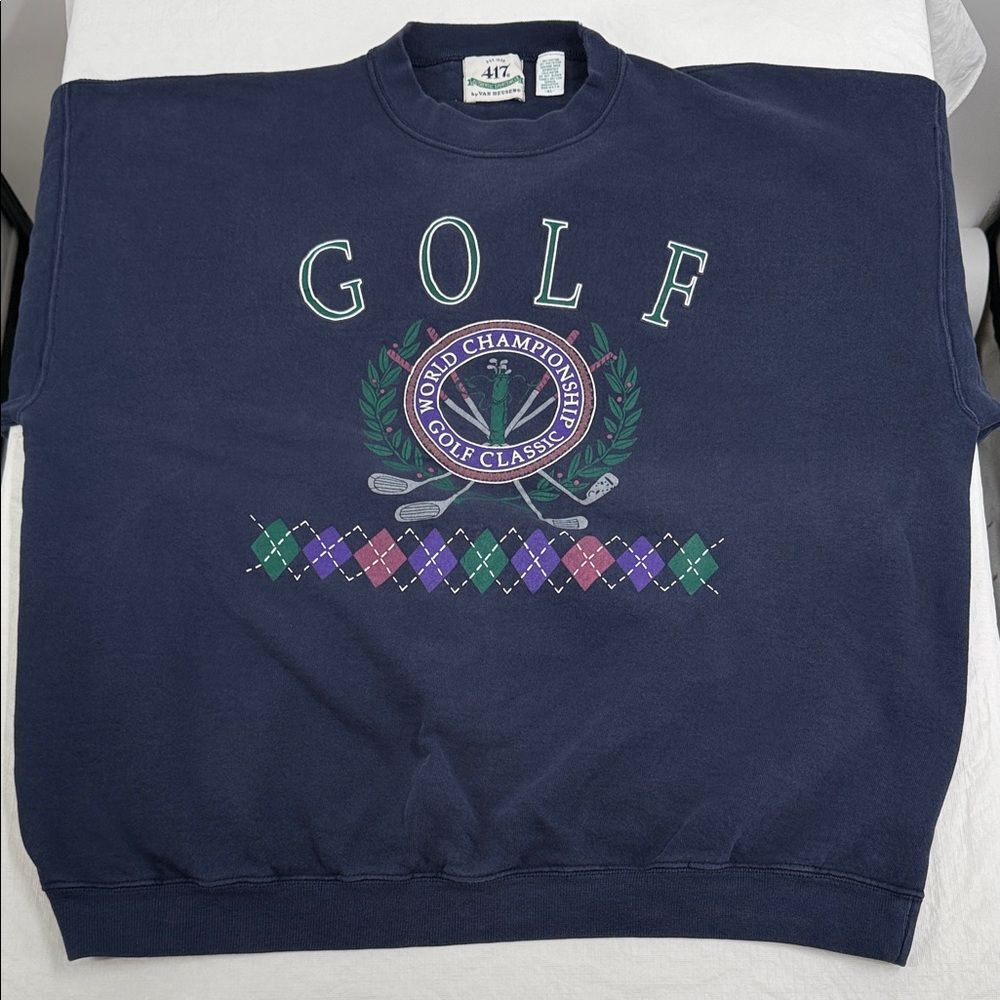 Van Heusen Sweatshirt Mens XL Extra Large Golf Vintage Club Crewneck Argyle 417